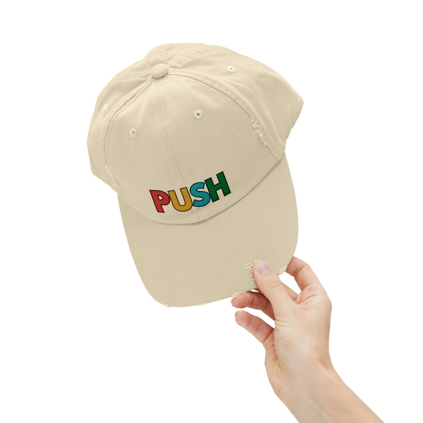 PUSH Unisex Distressed Cap – Adjustable Vintage Style