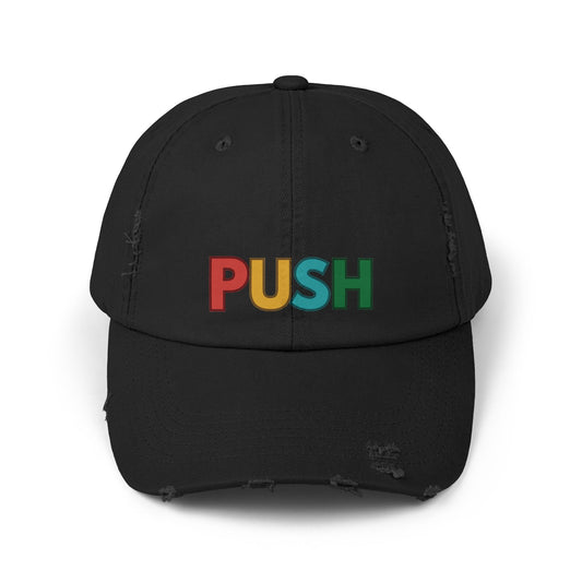 PUSH Unisex Distressed Cap – Adjustable Vintage Style