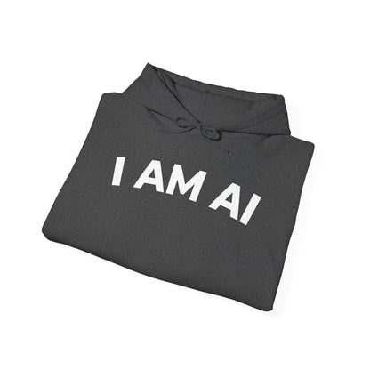 I AM AI Hoodie – Retro Robot Style, Unisex Heavy Blend Sweatshirt