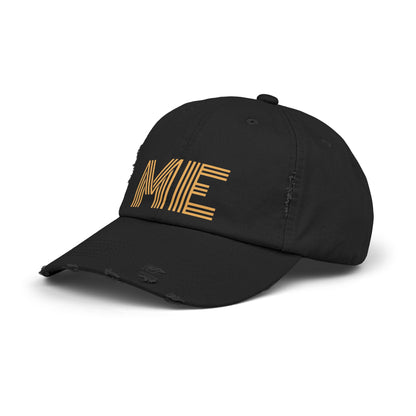 Unisex Distressed Cap – Minimalist “ME” Statement Hat