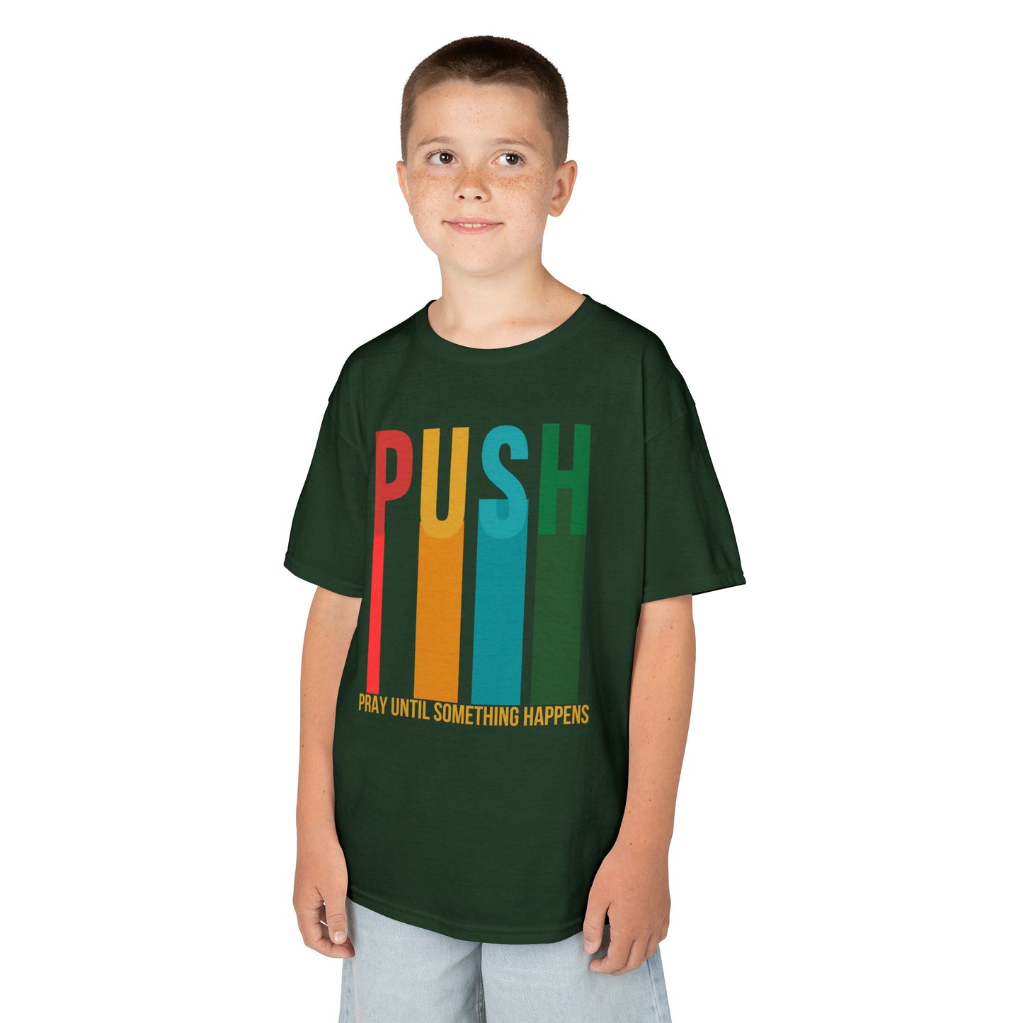 Kids PUSH Graphic Tee – Pray Until Something Happens Shirt