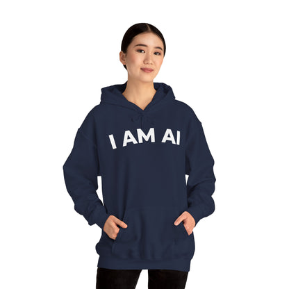 I AM AI Hoodie – Retro Robot Style, Unisex Heavy Blend Sweatshirt