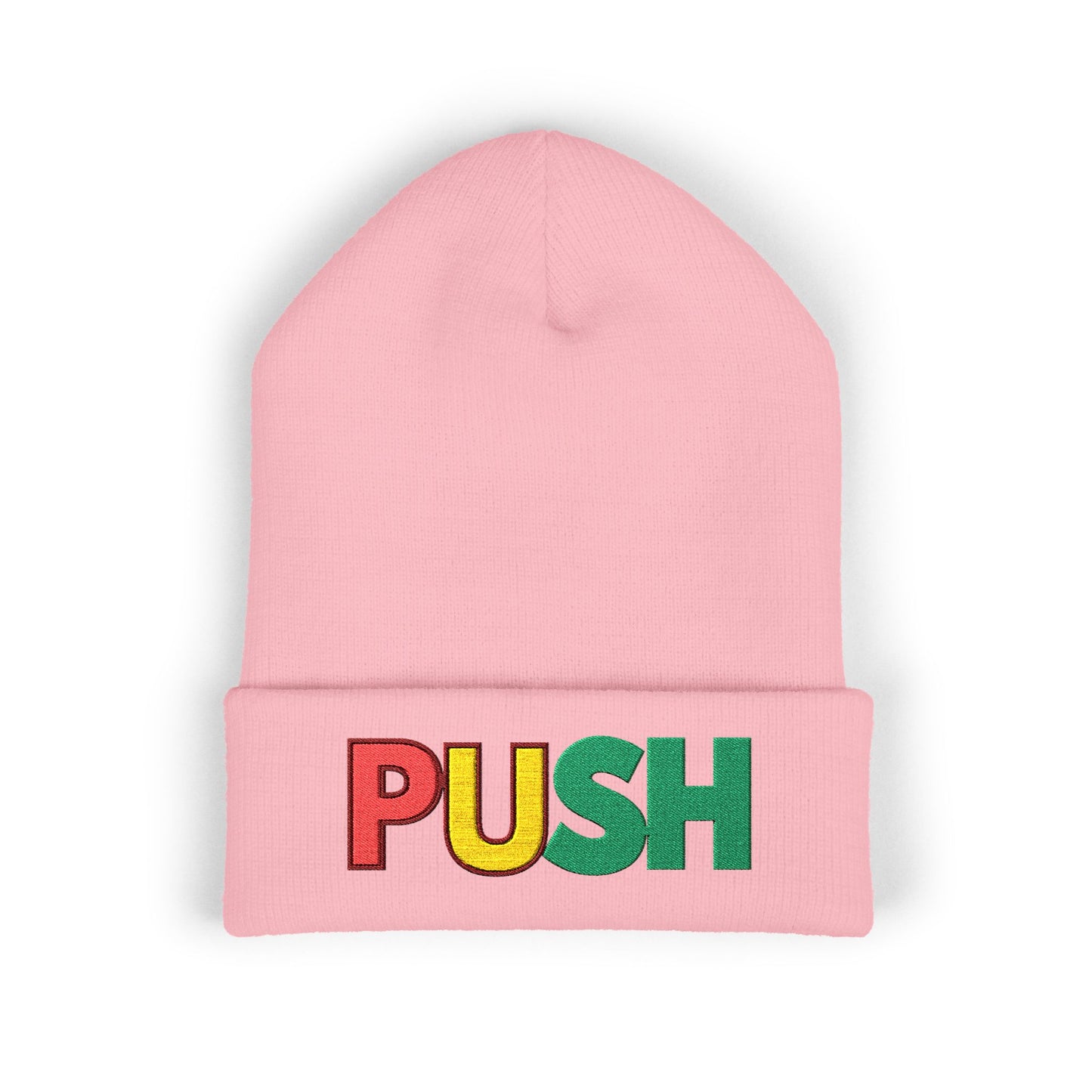 PUSH Embroidered Beanie – Classic Cuffed Winter Hat