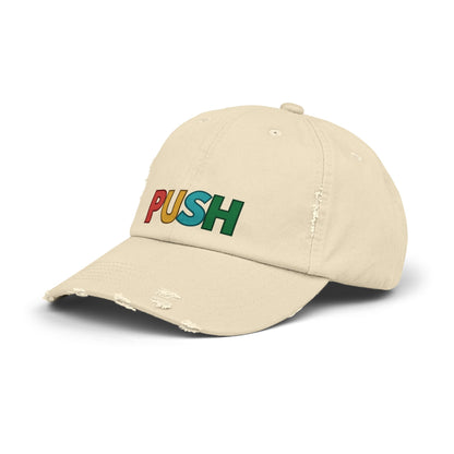PUSH Unisex Distressed Cap – Adjustable Vintage Style