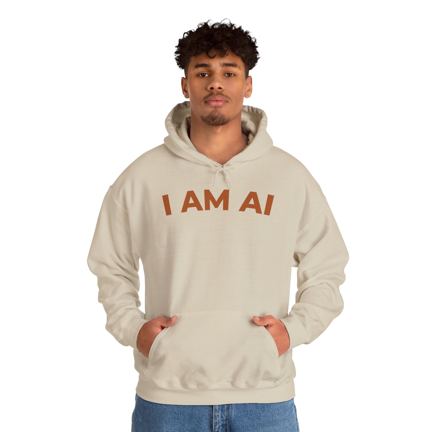 I AM AI Hoodie – Retro Robot Style, Unisex Heavy Blend Sweatshirt