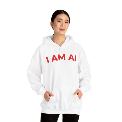 I AM AI Hoodie – Retro Robot Style, Unisex Heavy Blend Sweatshirt