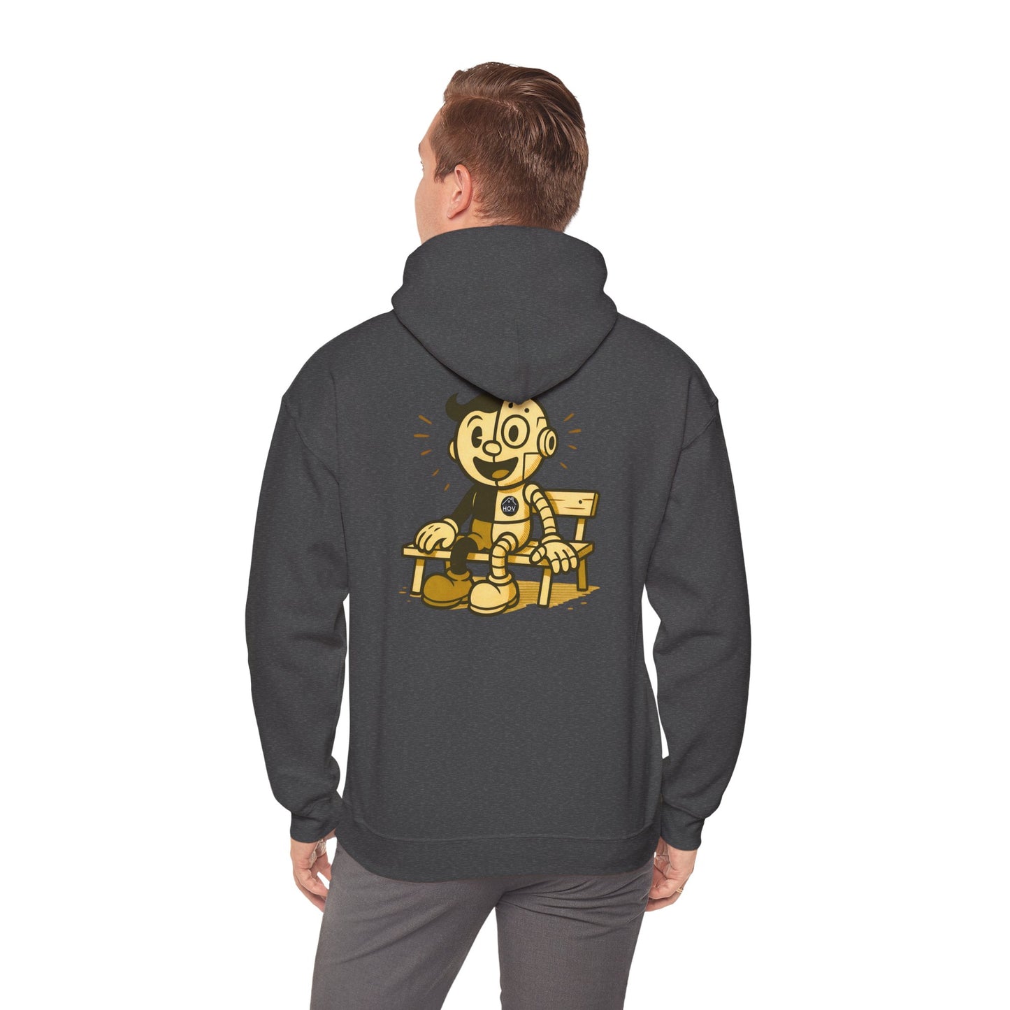 I AM AI Hoodie – Retro Robot Style, Unisex Heavy Blend Sweatshirt