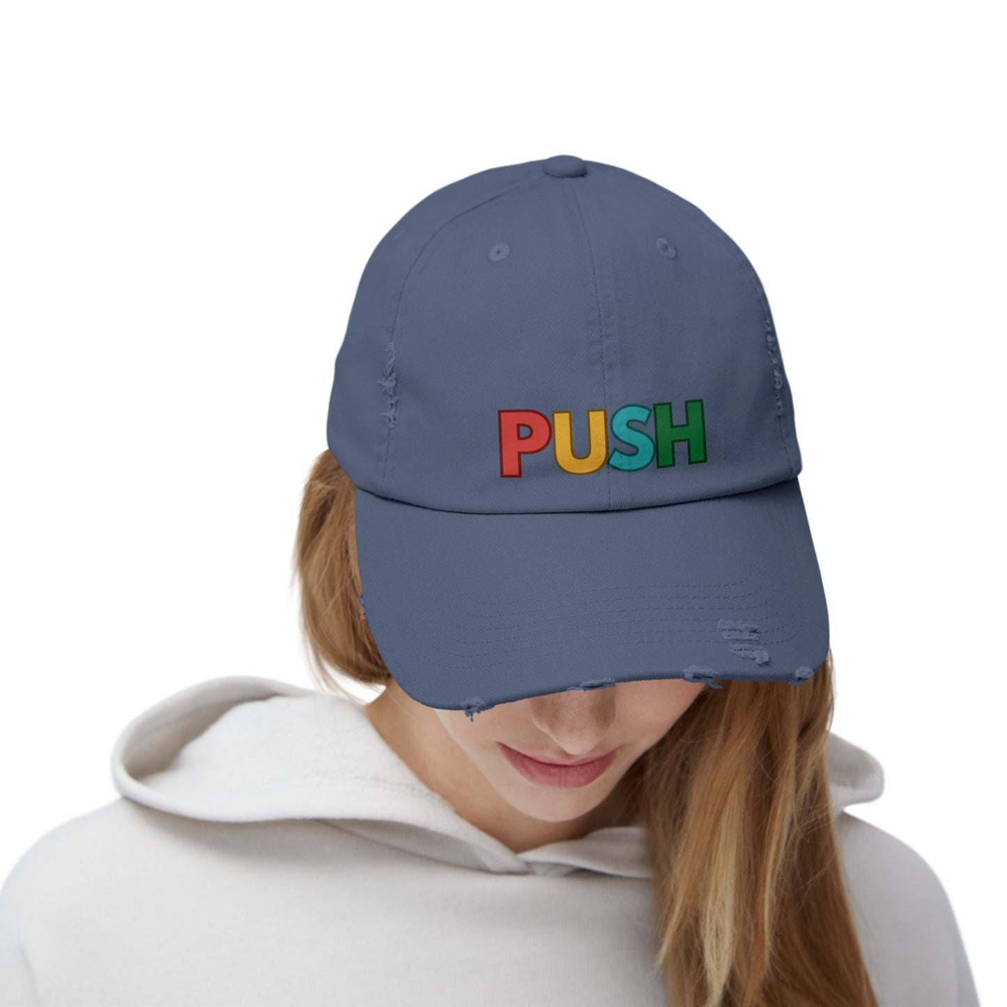 PUSH Unisex Distressed Cap – Adjustable Vintage Style