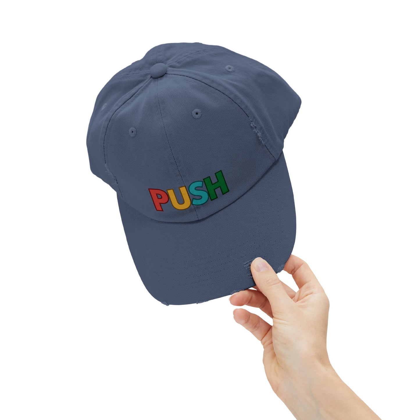 PUSH Unisex Distressed Cap – Adjustable Vintage Style