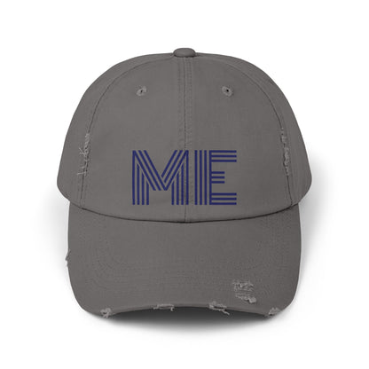 Unisex Distressed Cap – Minimalist “ME” Statement Hat