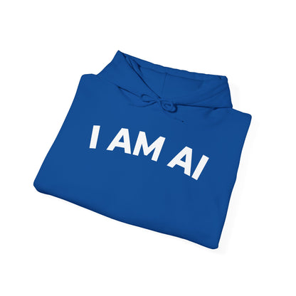 I AM AI Hoodie – Retro Robot Style, Unisex Heavy Blend Sweatshirt