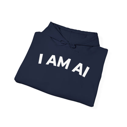 I AM AI Hoodie – Retro Robot Style, Unisex Heavy Blend Sweatshirt