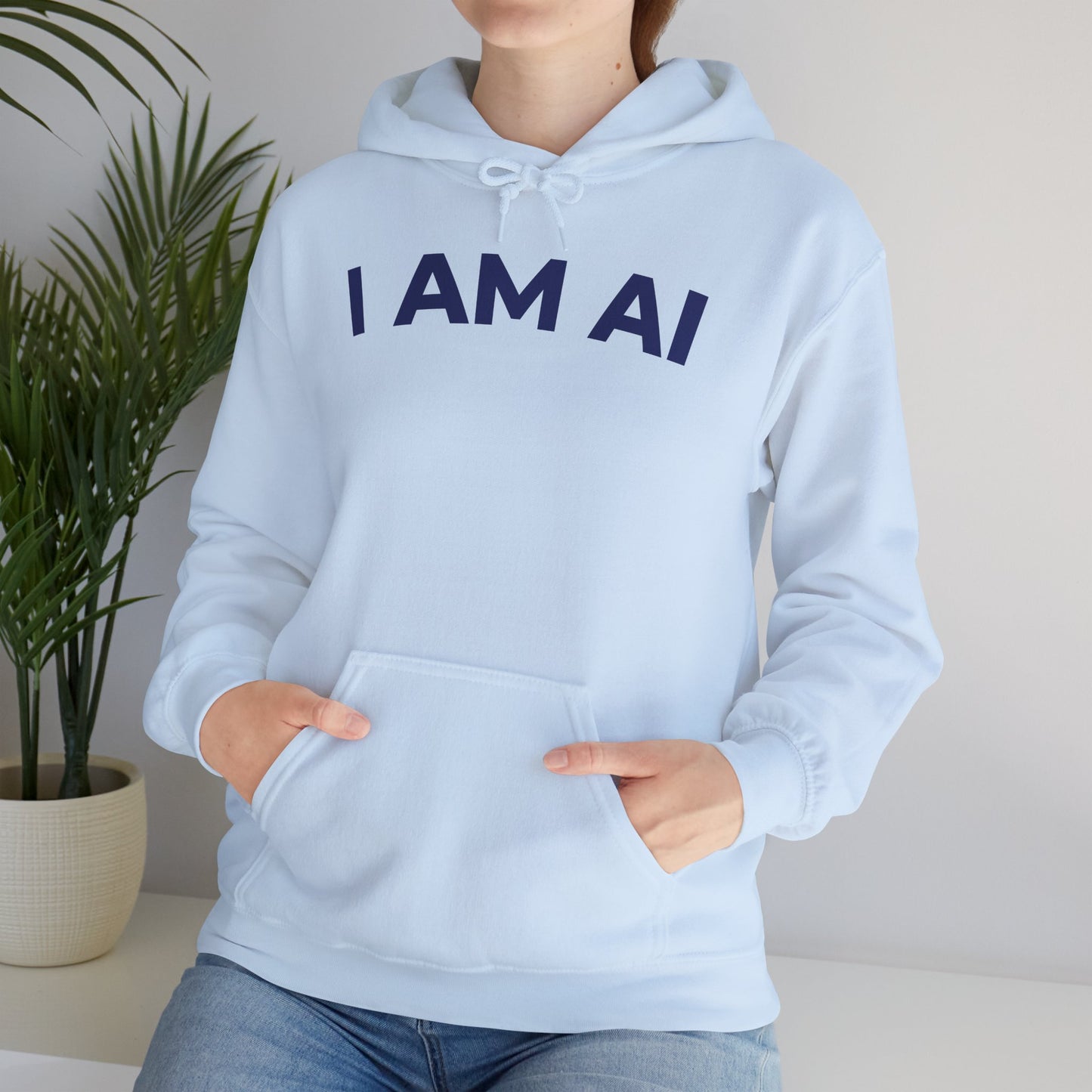 I AM AI Hoodie – Retro Robot Style, Unisex Heavy Blend Sweatshirt