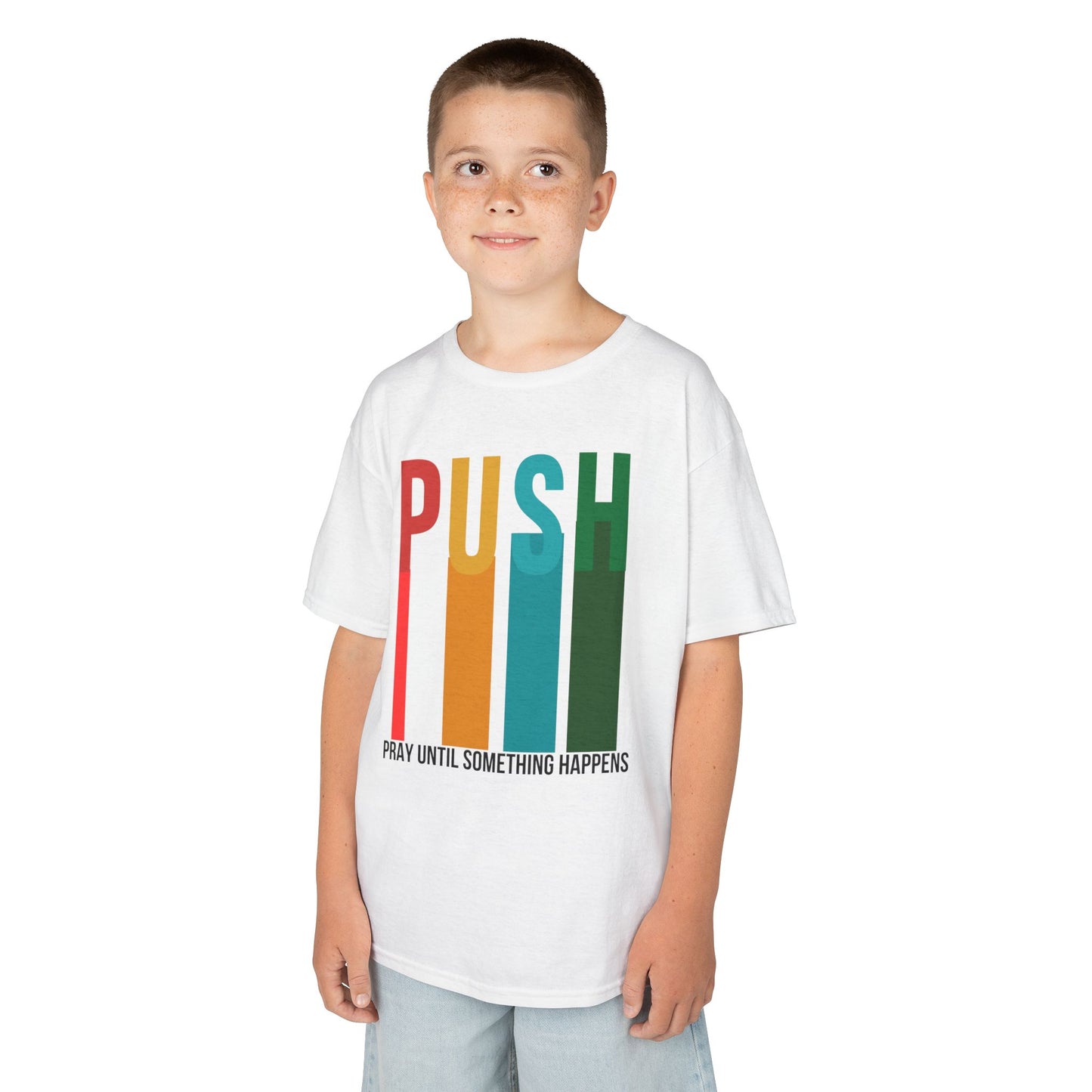 Kids PUSH Graphic Tee – Pray Until Something Happens Shirt