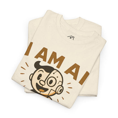 I AM AI Graphic Tee – Retro Robot Design, Unisex Heavy Cotton Shirt