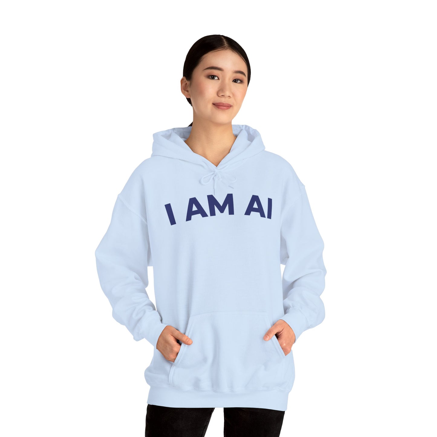 I AM AI Hoodie – Retro Robot Style, Unisex Heavy Blend Sweatshirt