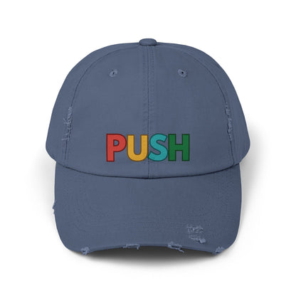 PUSH Unisex Distressed Cap – Adjustable Vintage Style