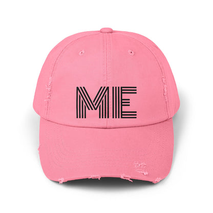Unisex Distressed Cap – Minimalist “ME” Statement Hat