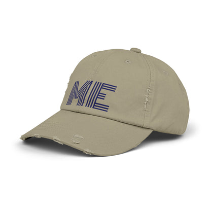 Unisex Distressed Cap – Minimalist “ME” Statement Hat