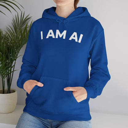 I AM AI Hoodie – Retro Robot Style, Unisex Heavy Blend Sweatshirt