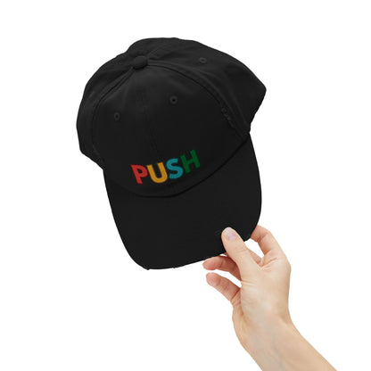 PUSH Unisex Distressed Cap – Adjustable Vintage Style