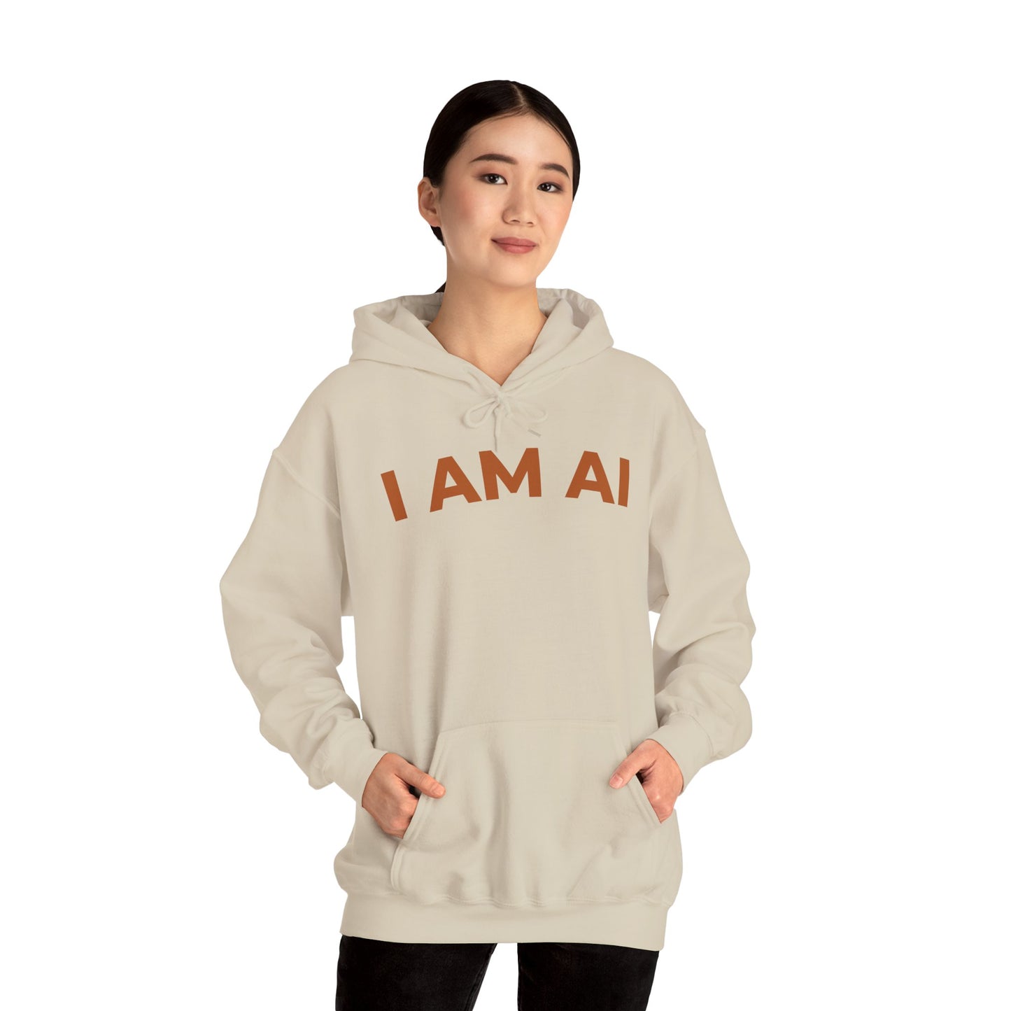 I AM AI Hoodie – Retro Robot Style, Unisex Heavy Blend Sweatshirt