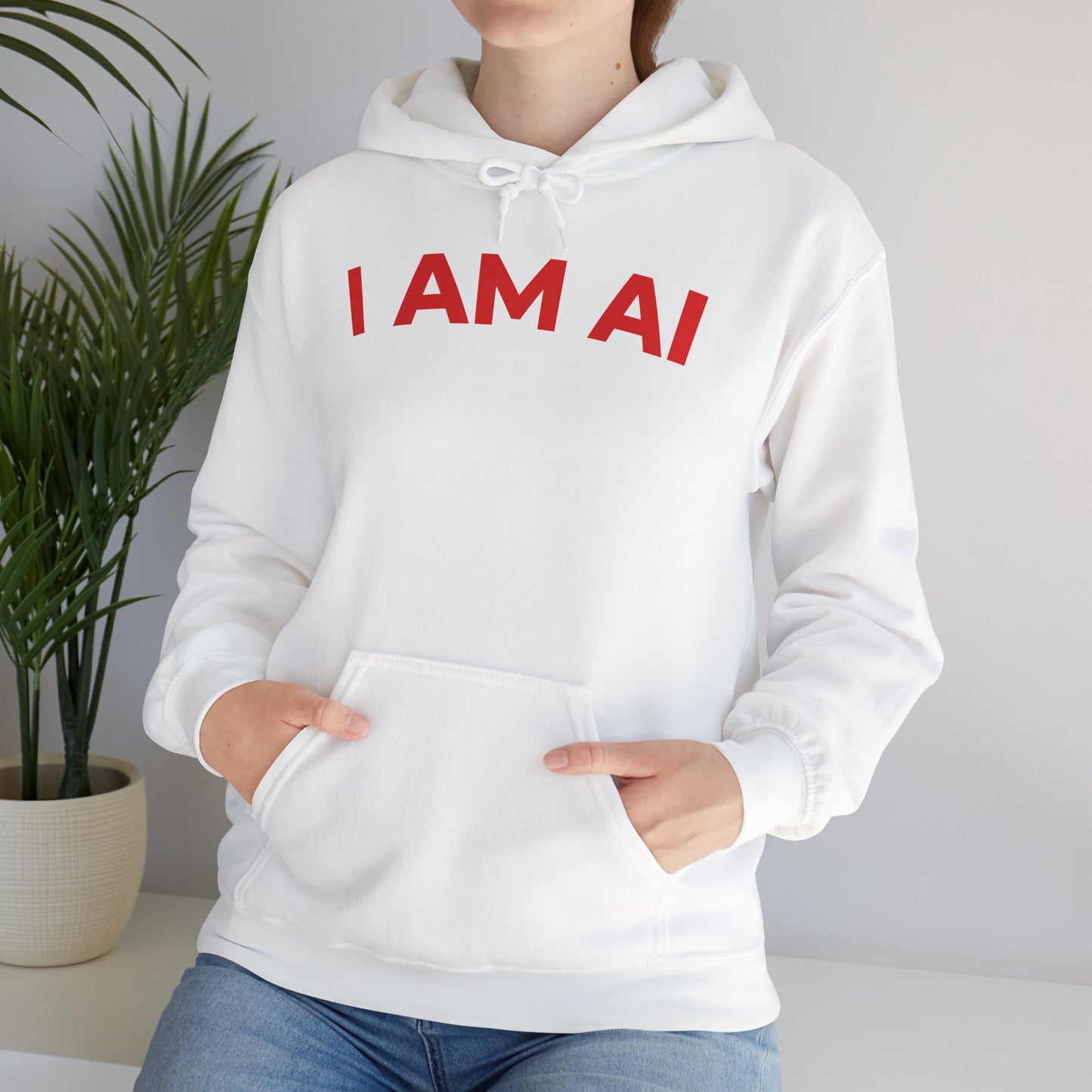 I AM AI Hoodie – Retro Robot Style, Unisex Heavy Blend Sweatshirt