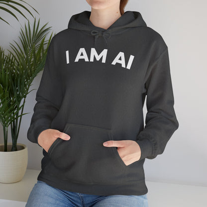 I AM AI Hoodie – Retro Robot Style, Unisex Heavy Blend Sweatshirt