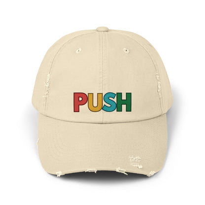 PUSH Unisex Distressed Cap – Adjustable Vintage Style