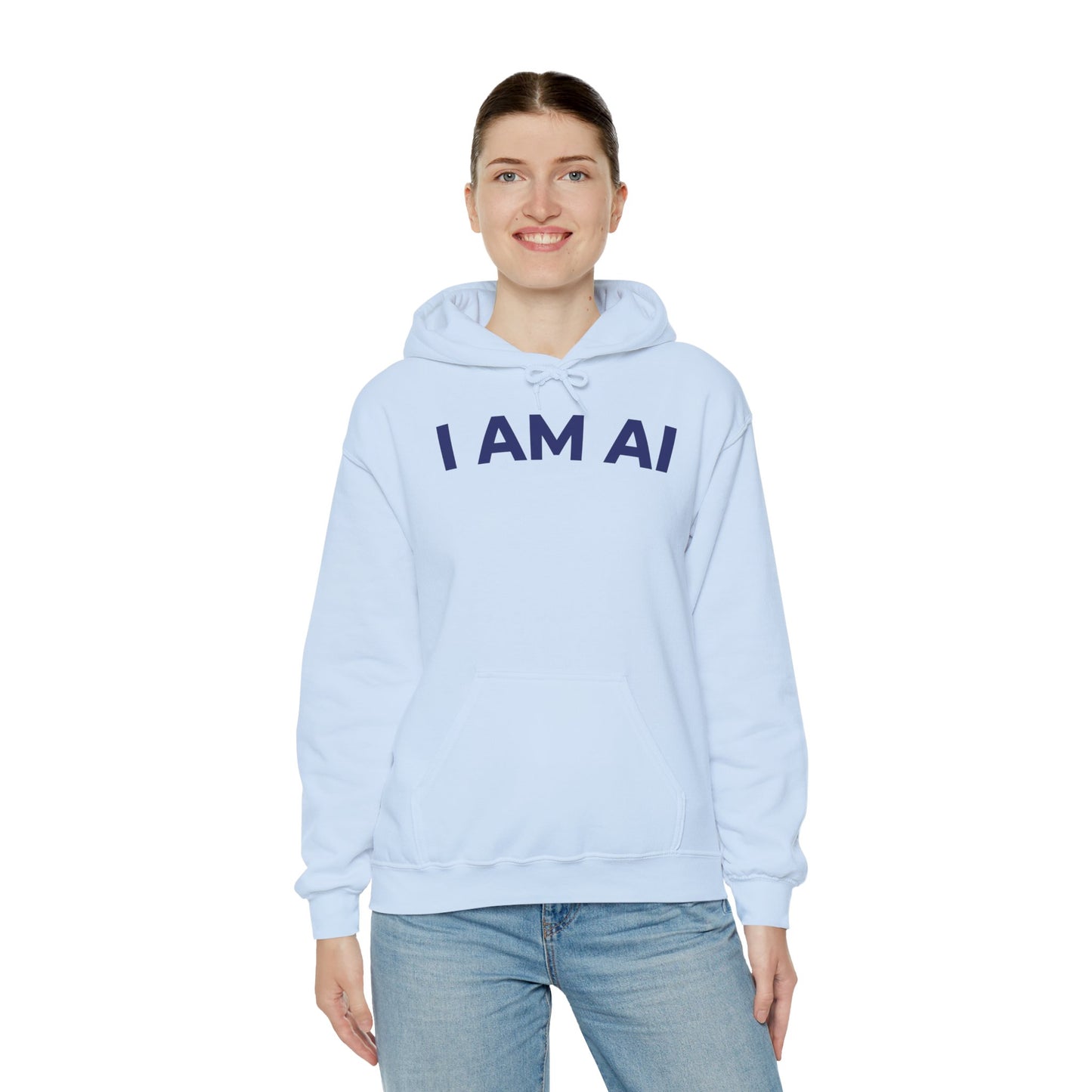 I AM AI Hoodie – Retro Robot Style, Unisex Heavy Blend Sweatshirt