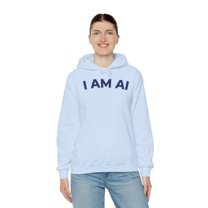 I AM AI Hoodie – Retro Robot Style, Unisex Heavy Blend Sweatshirt