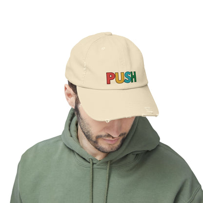 PUSH Unisex Distressed Cap – Adjustable Vintage Style