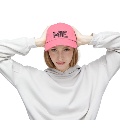 Unisex Distressed Cap – Minimalist “ME” Statement Hat