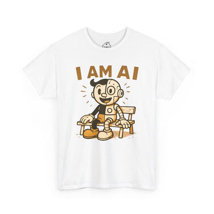 I AM AI Graphic Tee – Retro Robot Design, Unisex Heavy Cotton Shirt