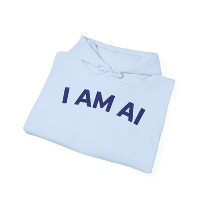 I AM AI Hoodie – Retro Robot Style, Unisex Heavy Blend Sweatshirt