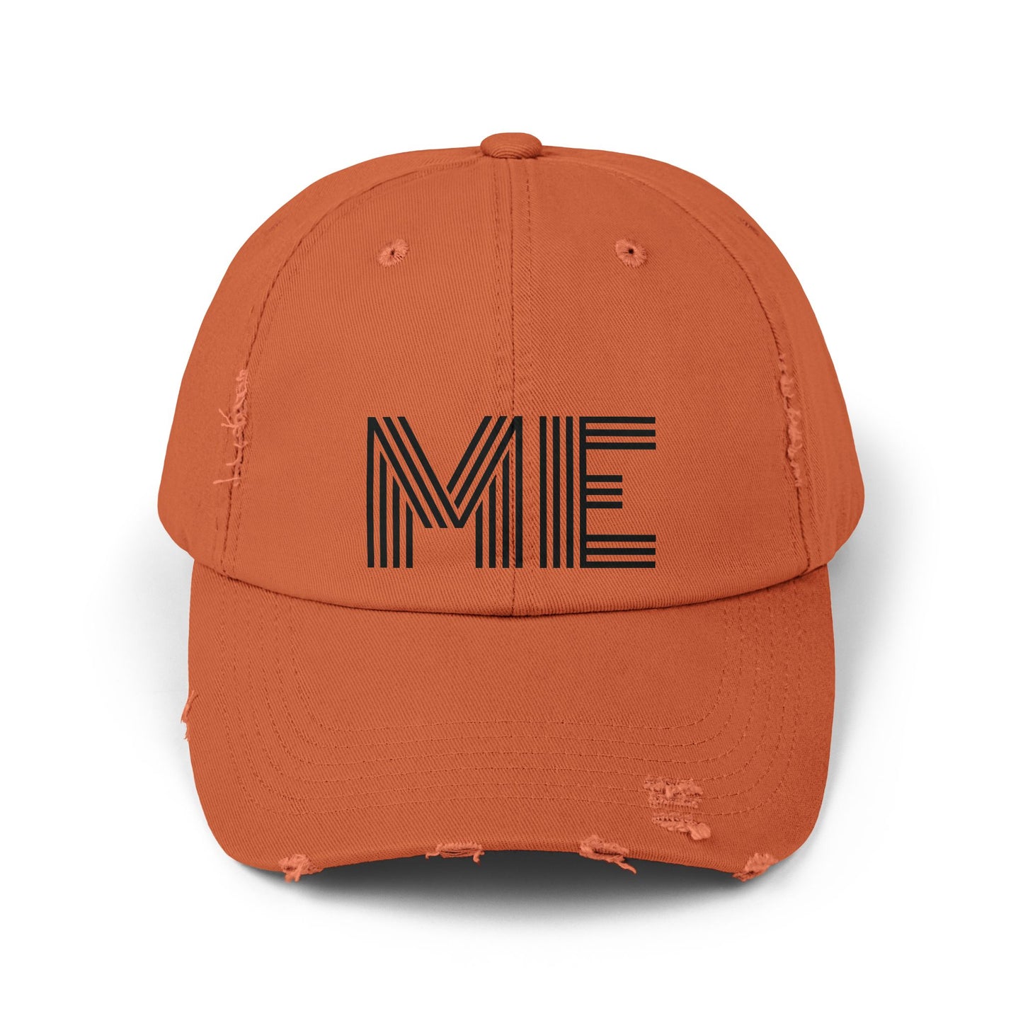 Unisex Distressed Cap – Minimalist “ME” Statement Hat