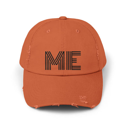 Unisex Distressed Cap – Minimalist “ME” Statement Hat