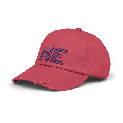 Unisex Distressed Cap – Minimalist “ME” Statement Hat