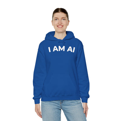 I AM AI Hoodie – Retro Robot Style, Unisex Heavy Blend Sweatshirt