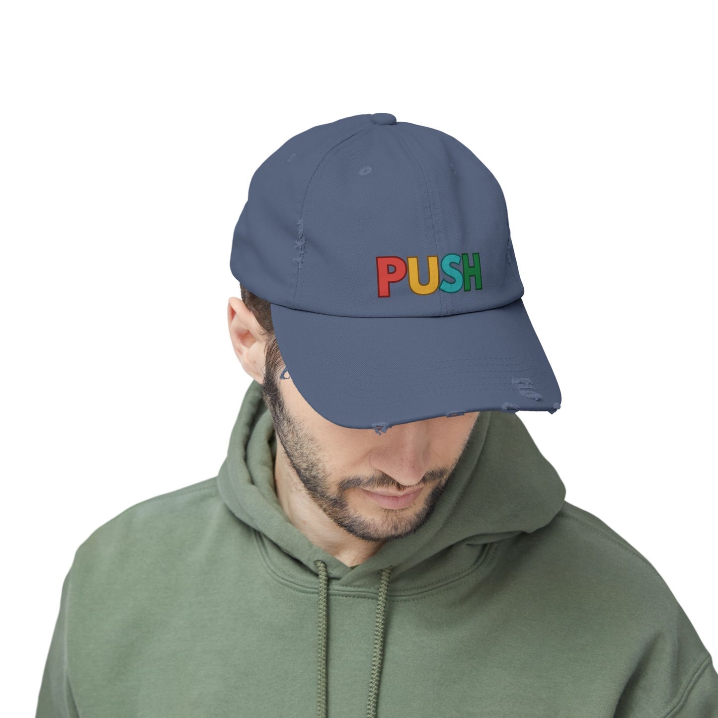 PUSH Unisex Distressed Cap – Adjustable Vintage Style