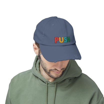 PUSH Unisex Distressed Cap – Adjustable Vintage Style