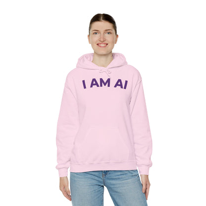 I AM AI Hoodie – Retro Robot Style, Unisex Heavy Blend Sweatshirt