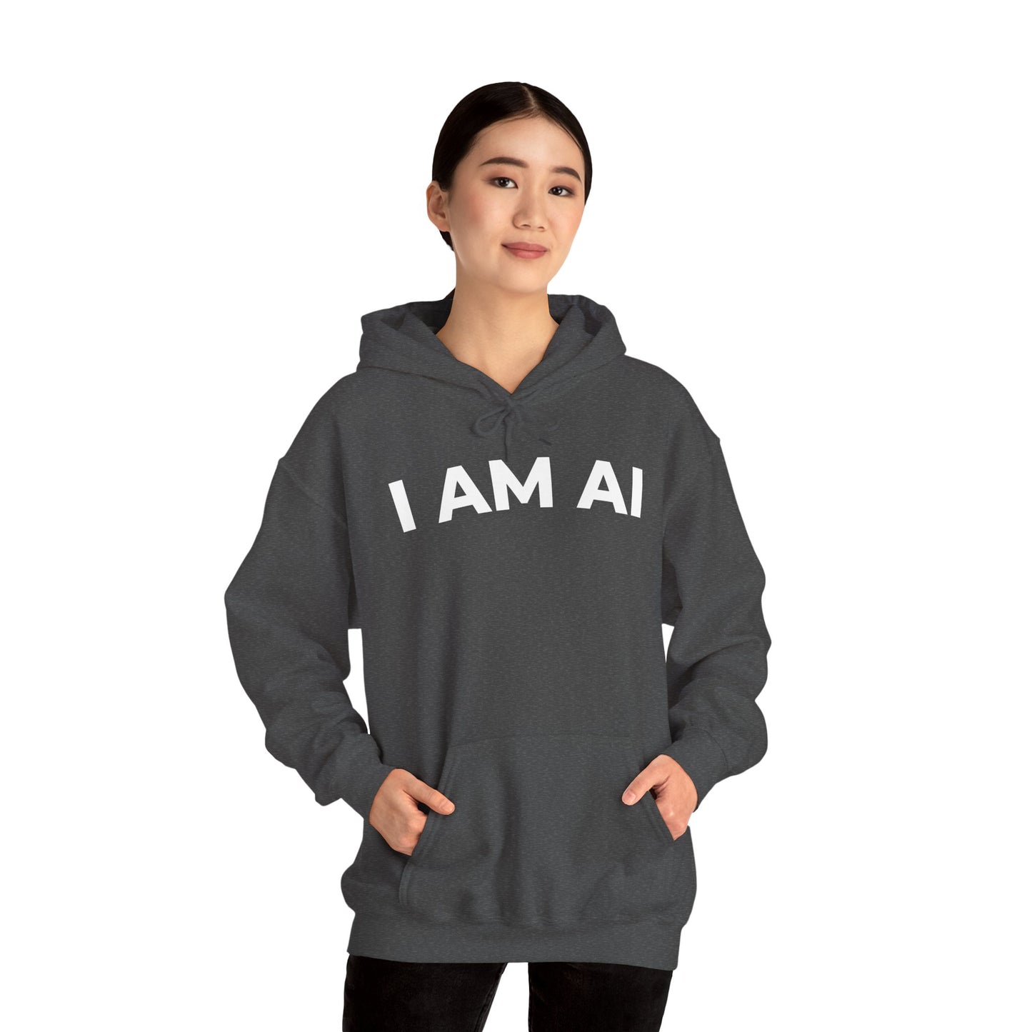 I AM AI Hoodie – Retro Robot Style, Unisex Heavy Blend Sweatshirt