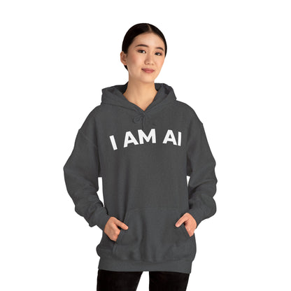I AM AI Hoodie – Retro Robot Style, Unisex Heavy Blend Sweatshirt