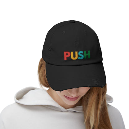 PUSH Unisex Distressed Cap – Adjustable Vintage Style