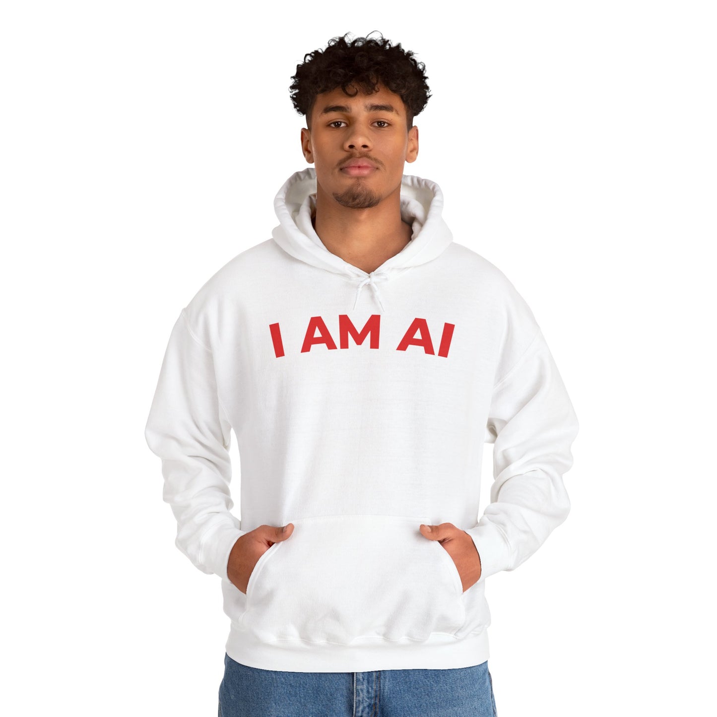 I AM AI Hoodie – Retro Robot Style, Unisex Heavy Blend Sweatshirt