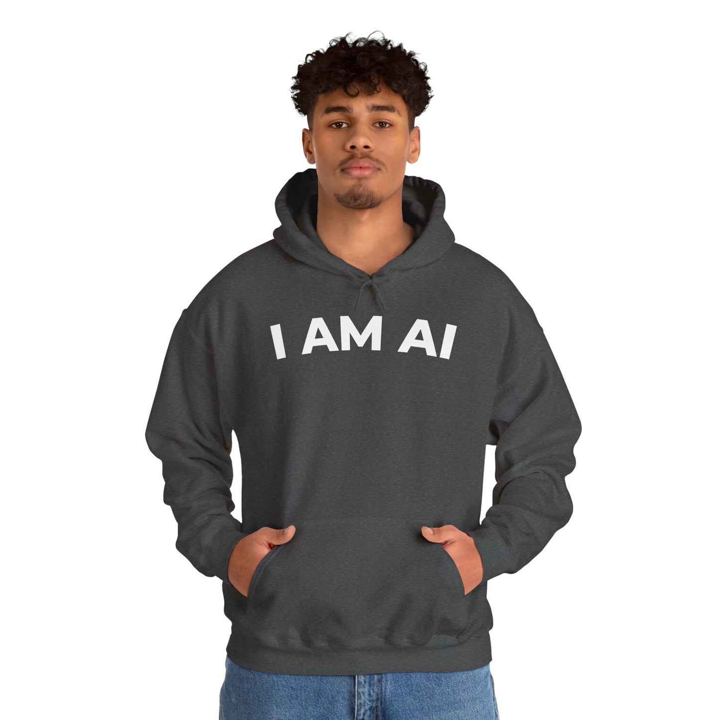 I AM AI Hoodie – Retro Robot Style, Unisex Heavy Blend Sweatshirt