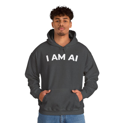 I AM AI Hoodie – Retro Robot Style, Unisex Heavy Blend Sweatshirt