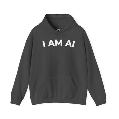 I AM AI Hoodie – Retro Robot Style, Unisex Heavy Blend Sweatshirt
