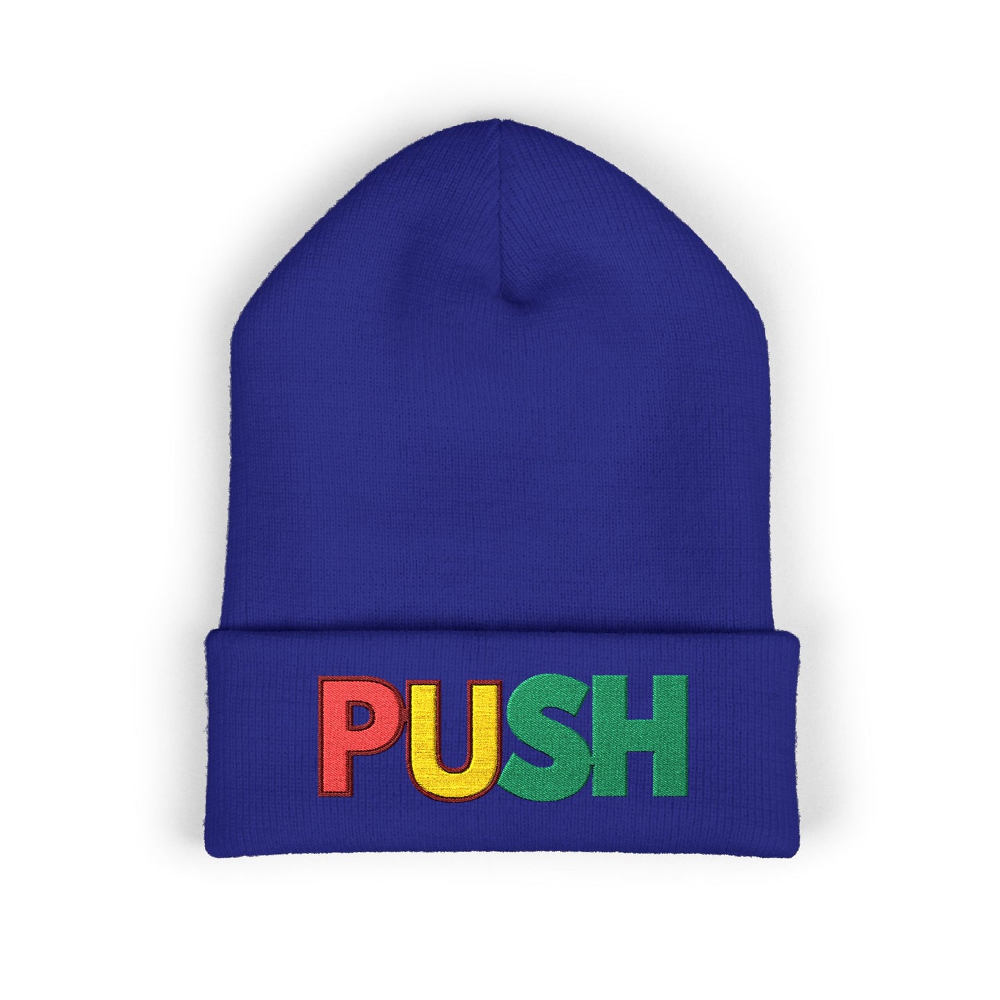 PUSH Embroidered Beanie – Classic Cuffed Winter Hat